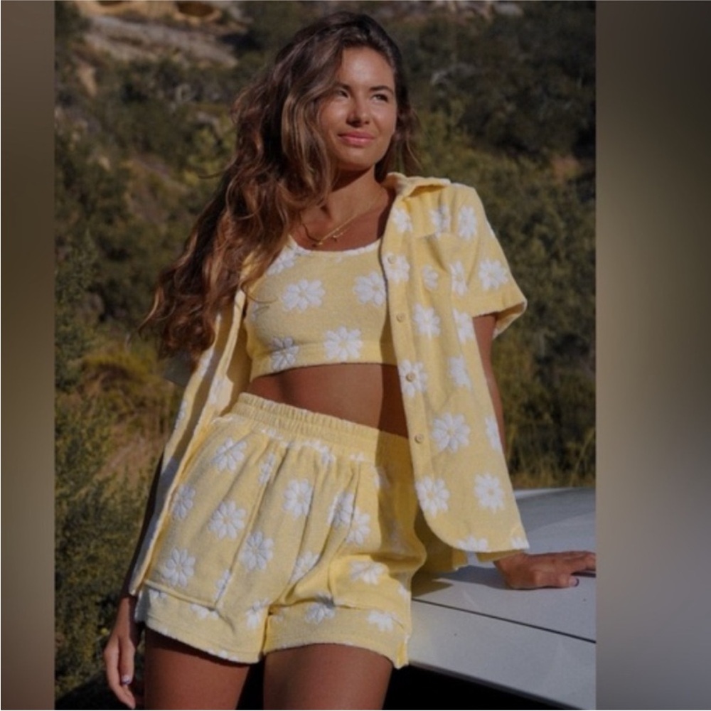 Yellow Floral Women's Swim Coverup Set